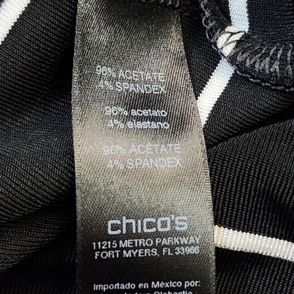 Chicos Travelers Pants Size 2 Womens Large Black White Striped Pull On Stretch - Picture 4 of 7